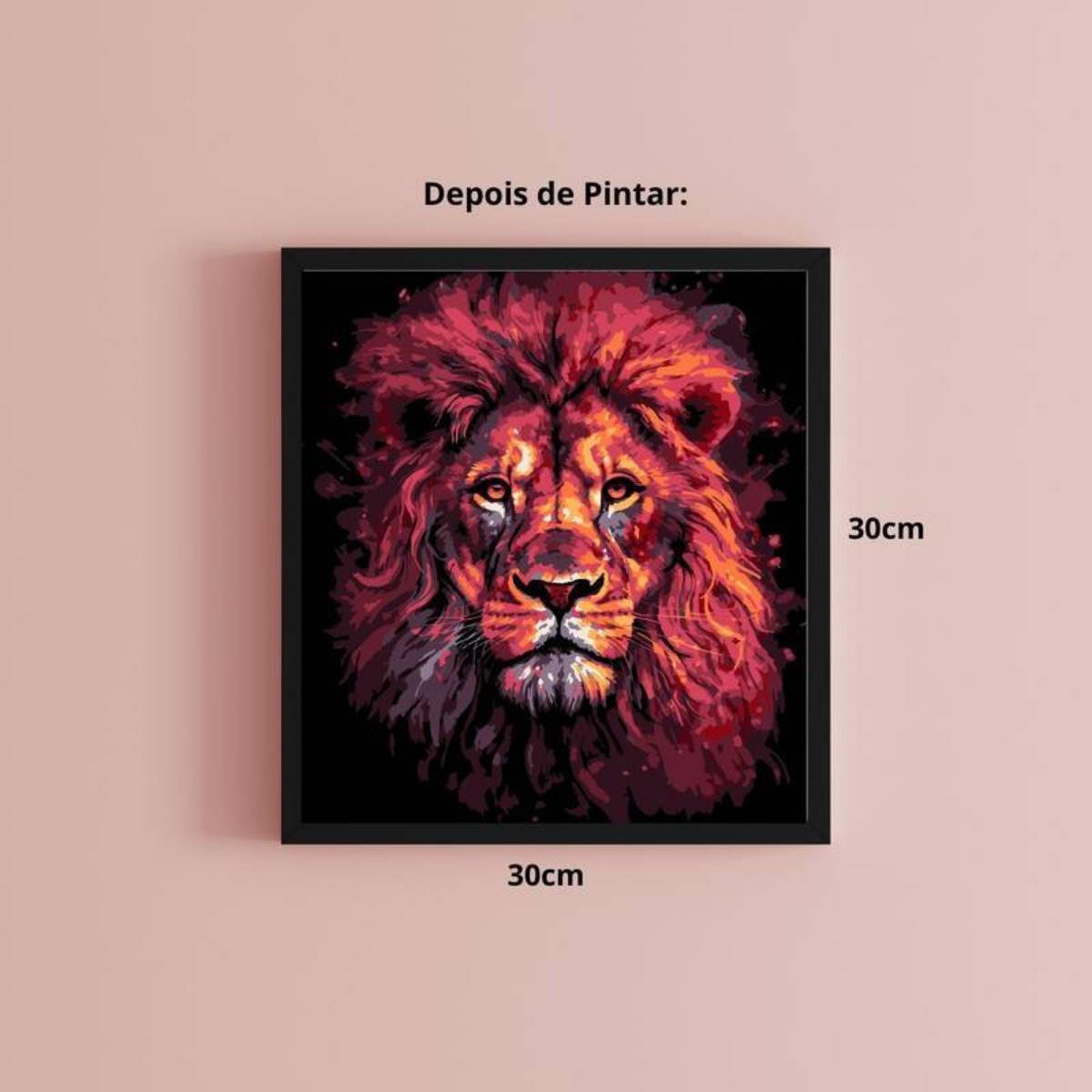 Tela Pintura Numerada Black - 30x30cm - Leão Sinoart