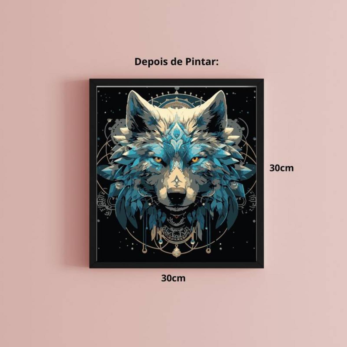Tela Pintura Numerada Black - 30x30cm - Lobo Sinoart