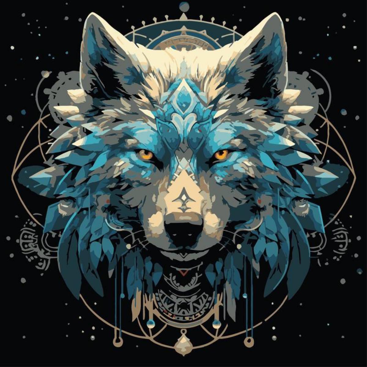 Tela Pintura Numerada Black - 30x30cm - Lobo Sinoart