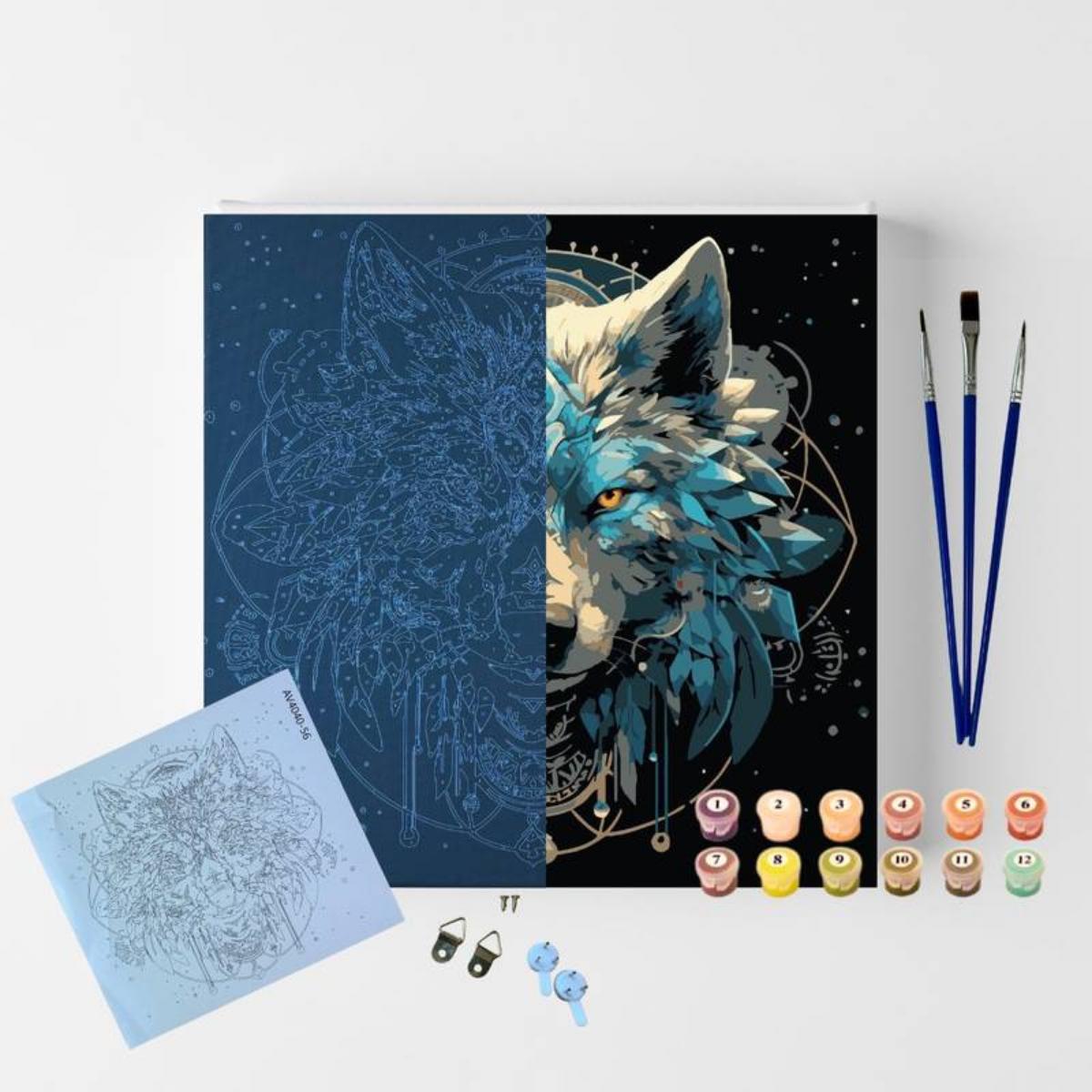 Tela Pintura Numerada Black - 30x30cm - Lobo Sinoart