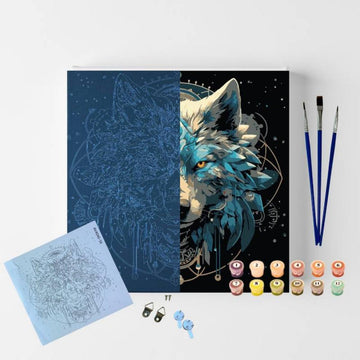 Tela Pintura Numerada Black - 30x30cm - Lobo Sinoart