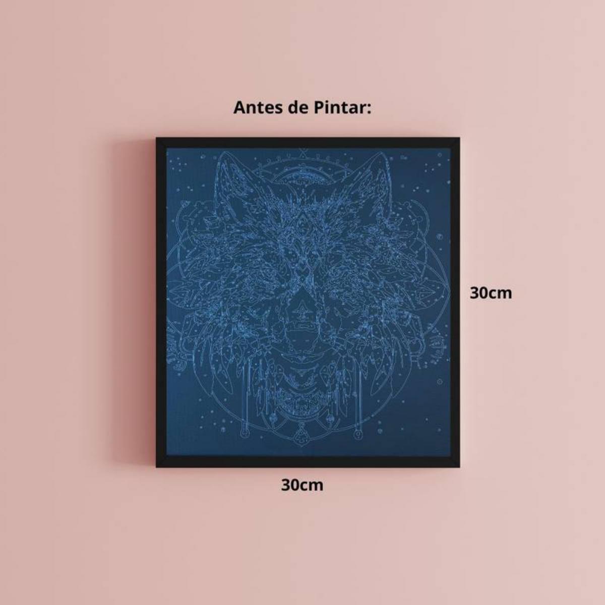 Tela Pintura Numerada Black - 30x30cm - Lobo Sinoart