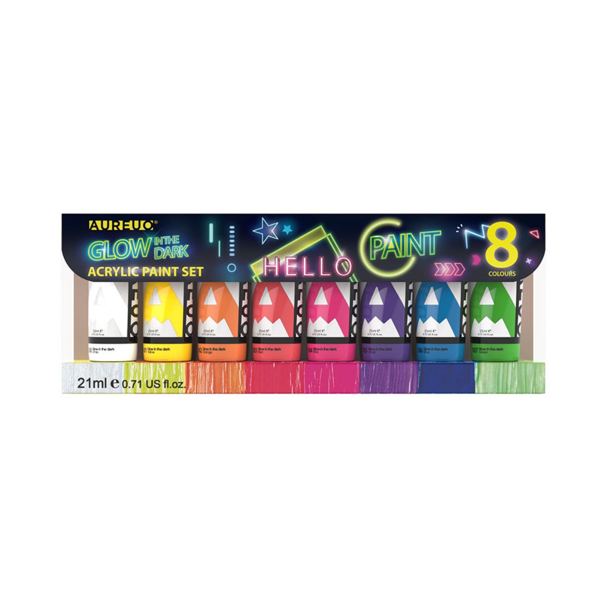 Tinta Acrílica Brilha no Escuro Fluorescente Aureuo - 8 Cores Phoenix