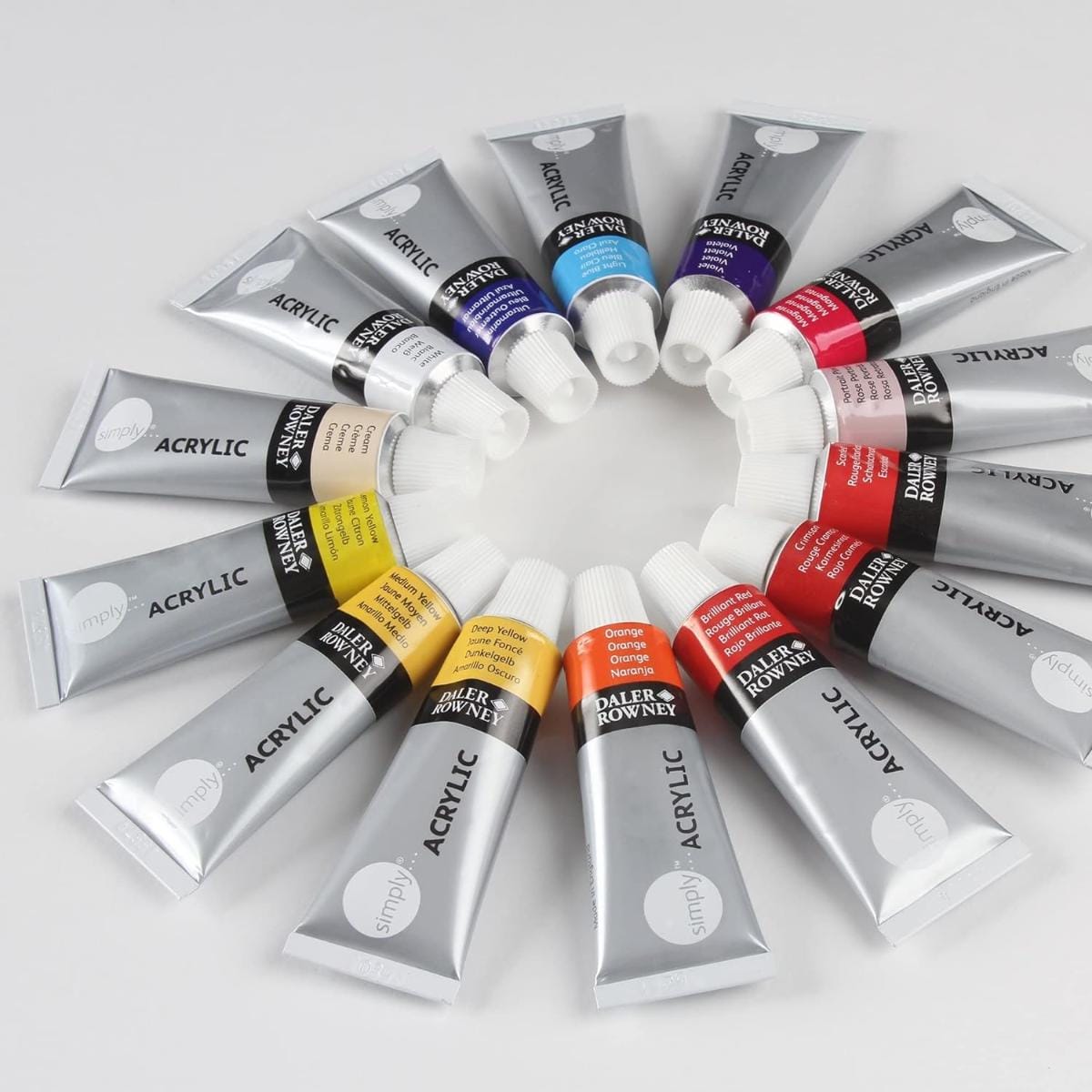 Tinta Acrílica Daler & Rowney Simply - Kit com 24 Cores Daler & Rowney