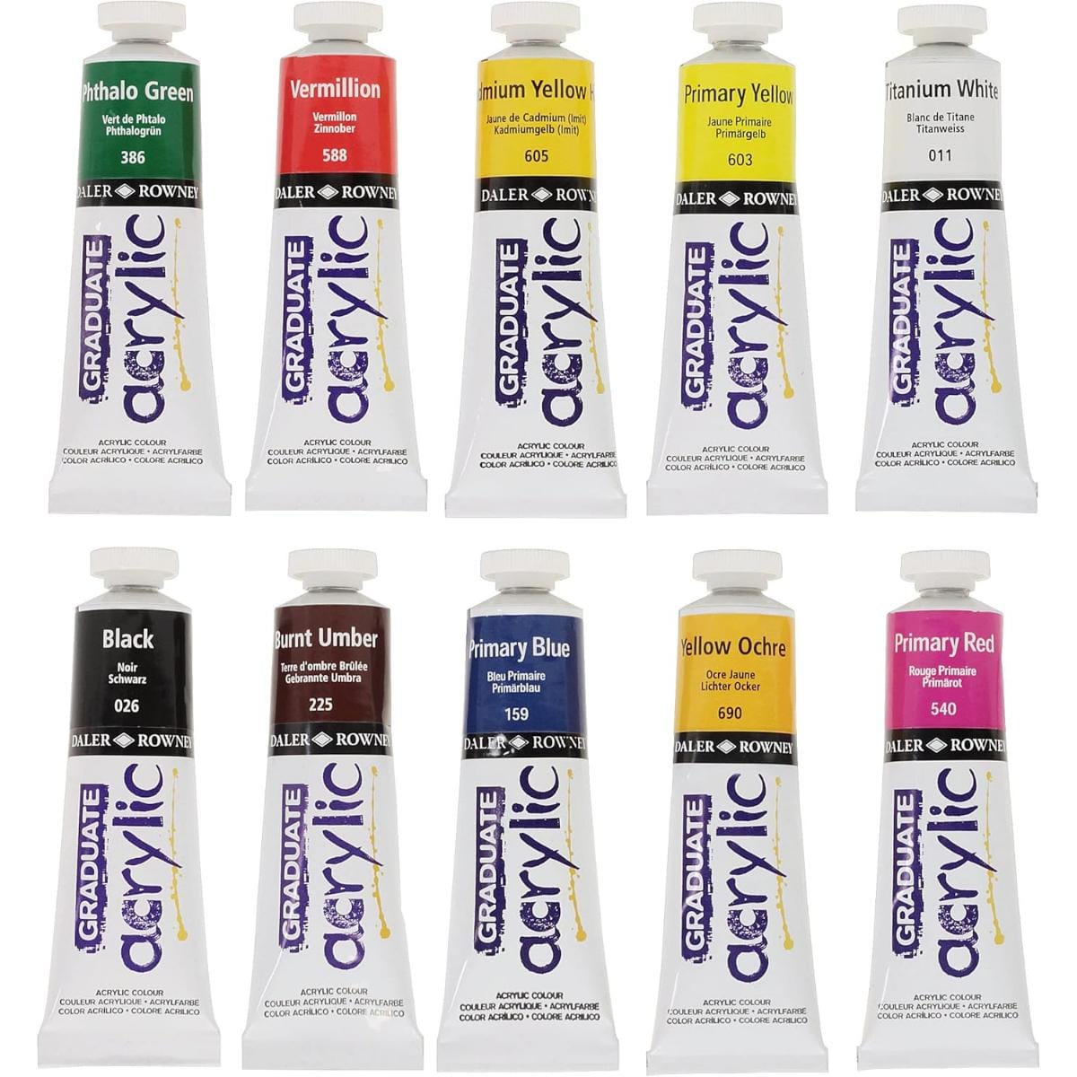 Tinta Acrílica Graduate Acrylic Selection Set - 10 Cores - 38ml Daler & Rowney