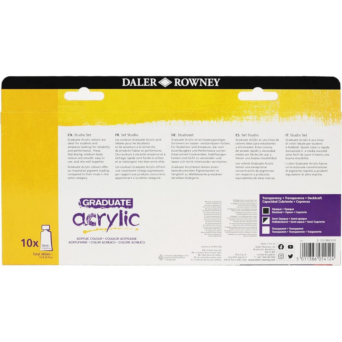 Tinta Acrílica Graduate Acrylic Selection Set - 10 Cores - 38ml Daler & Rowney