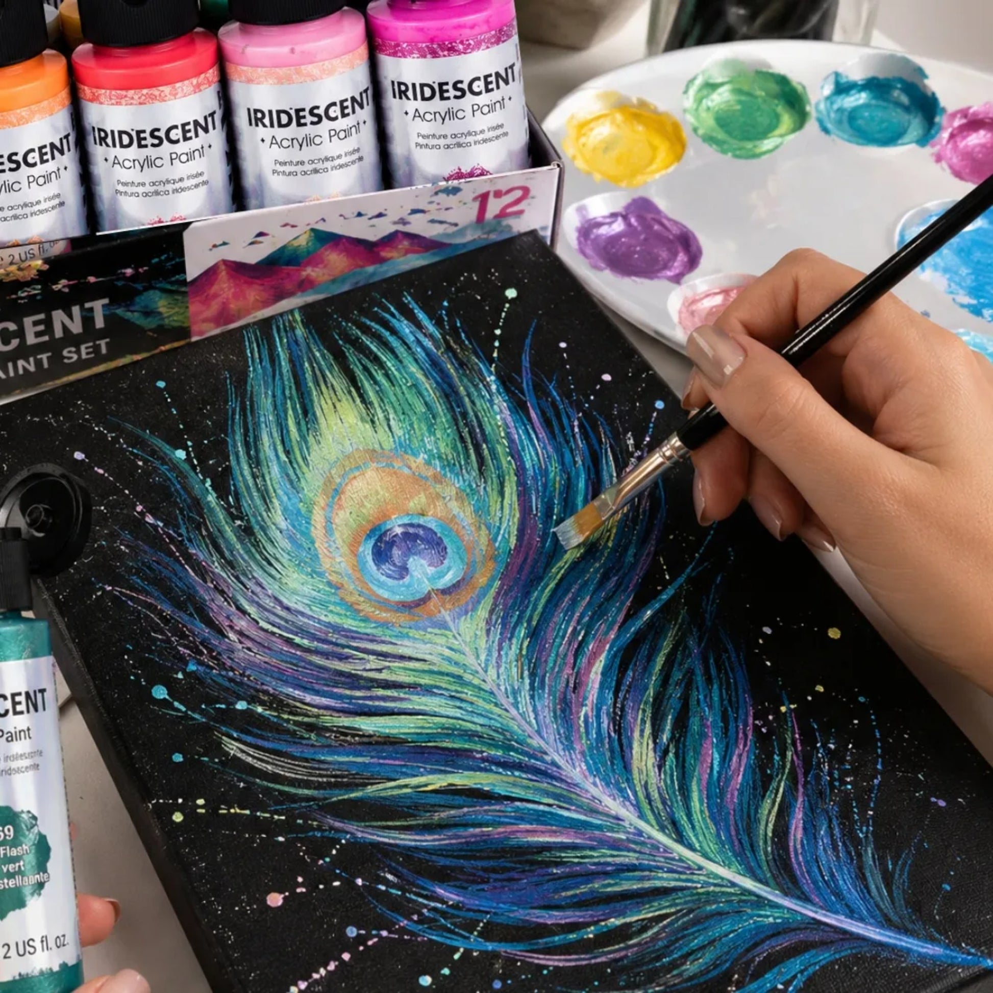 Tinta Acrílica Iridescente Aureuo - Conjunto 12 Cores - 59ml Aureou