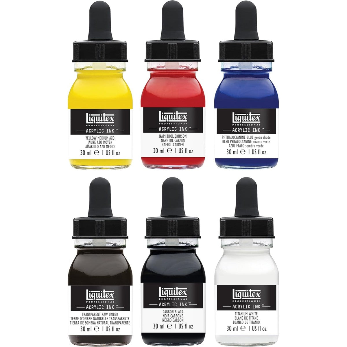 Tinta Acrílica Líquida Liquitex - 6 Cores Básicas - 30ml Liquitex