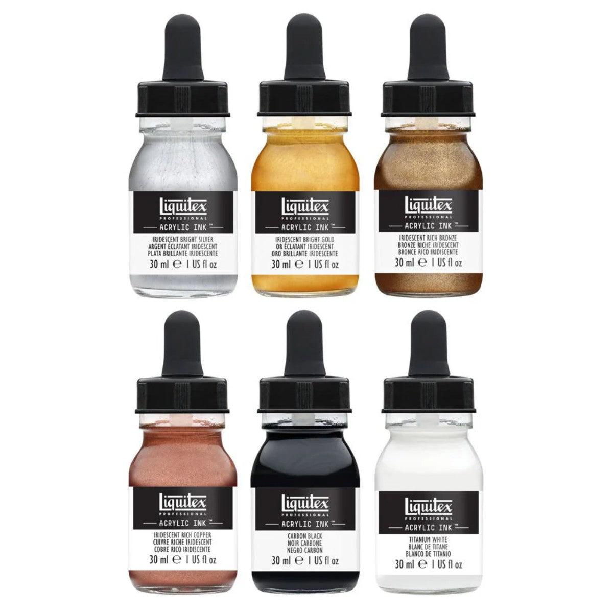 Tinta Acrílica Líquida Liquitex - 6 Cores Metálicas - 30ml Liquitex