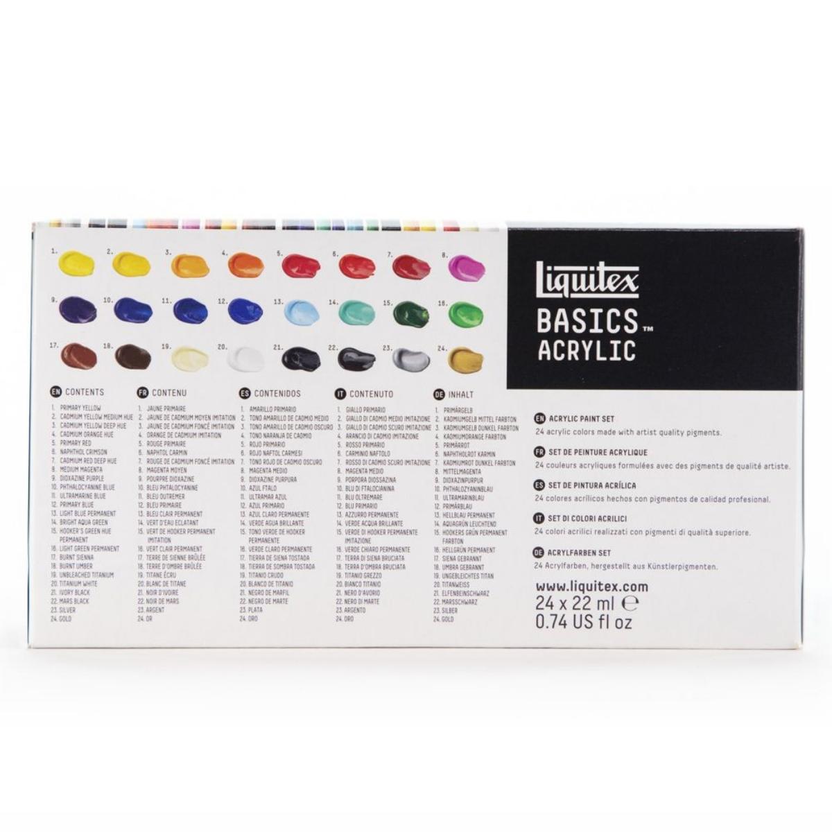 Tinta Acrílica Liquitex Basics - Conjunto com 24 Cores - 22ml Liquitex