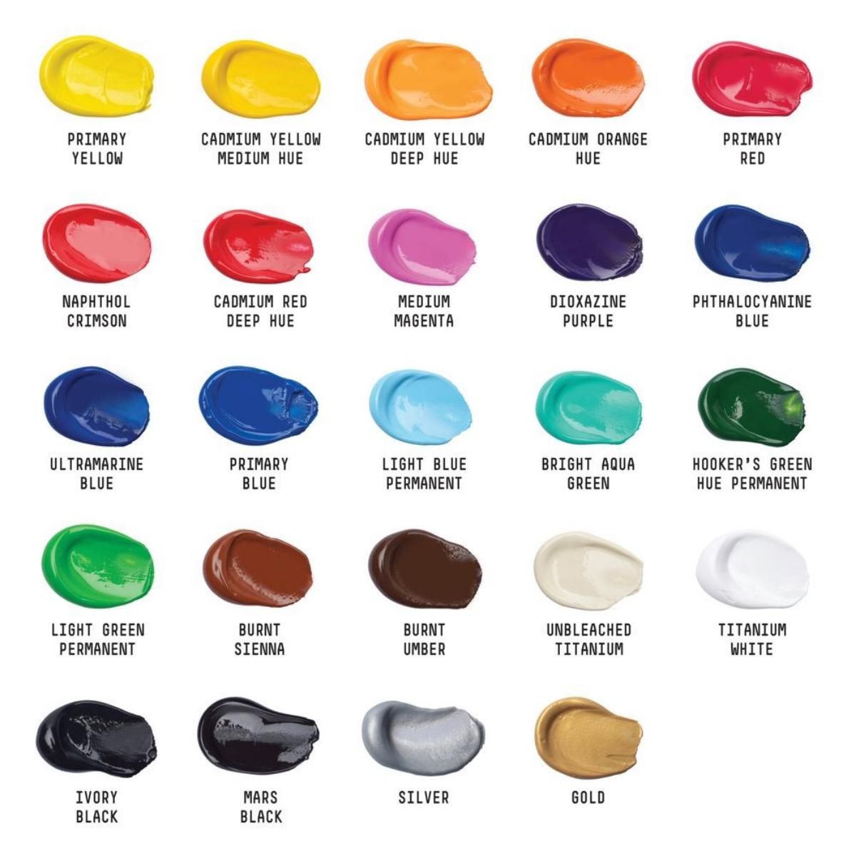 Tinta Acrílica Liquitex Basics - Conjunto com 24 Cores - 22ml Liquitex