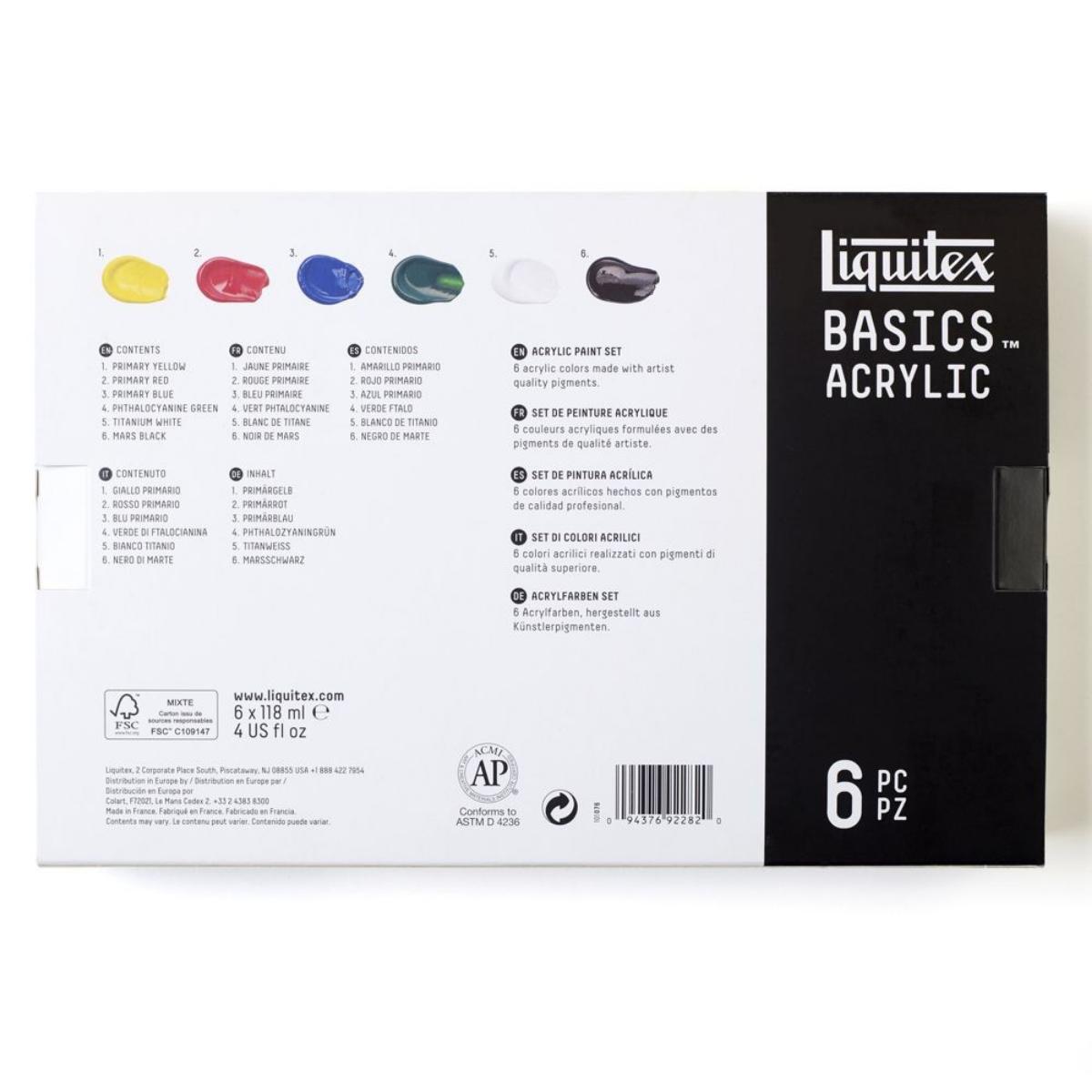 Tinta Acrílica Liquitex Basics Fluorescente - 6 Cores - 118ml Liquitex