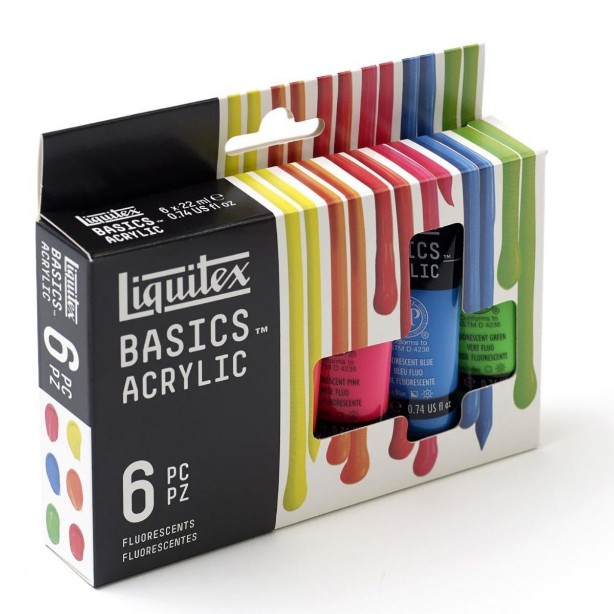 Tinta Acrílica Liquitex Basics Fluorescente - 6 Cores - 22ml Liquitex
