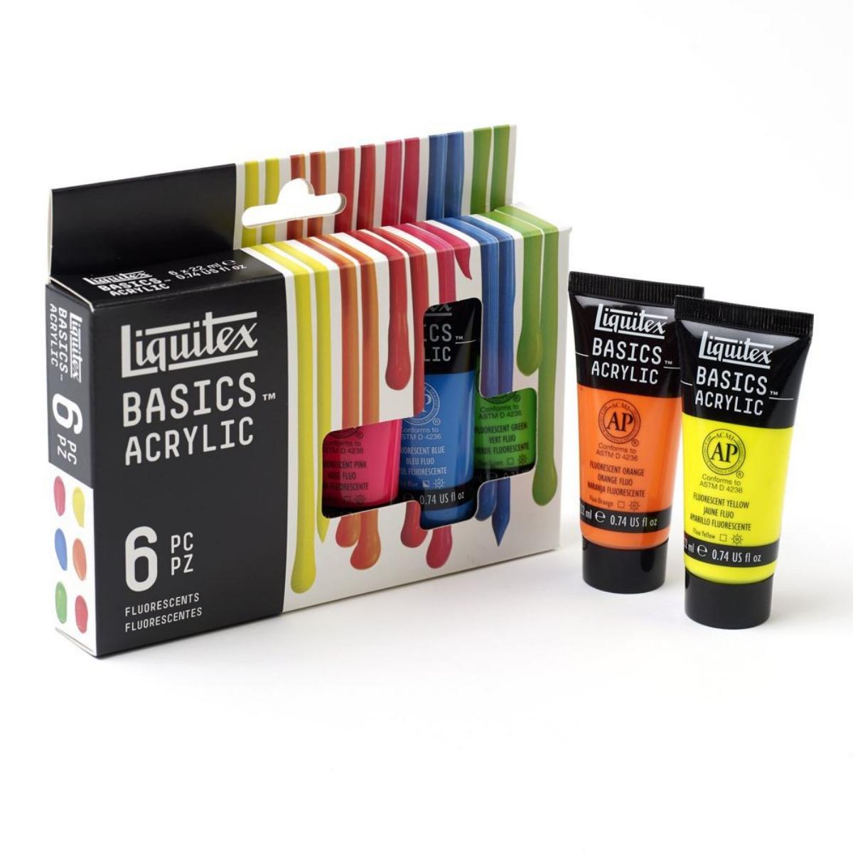 Tinta Acrílica Liquitex Basics Fluorescente - 6 Cores - 22ml Liquitex