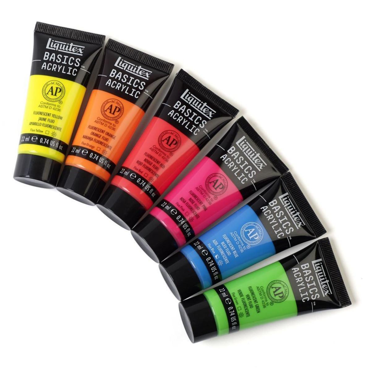 Tinta Acrílica Liquitex Basics Fluorescente - 6 Cores - 22ml Liquitex