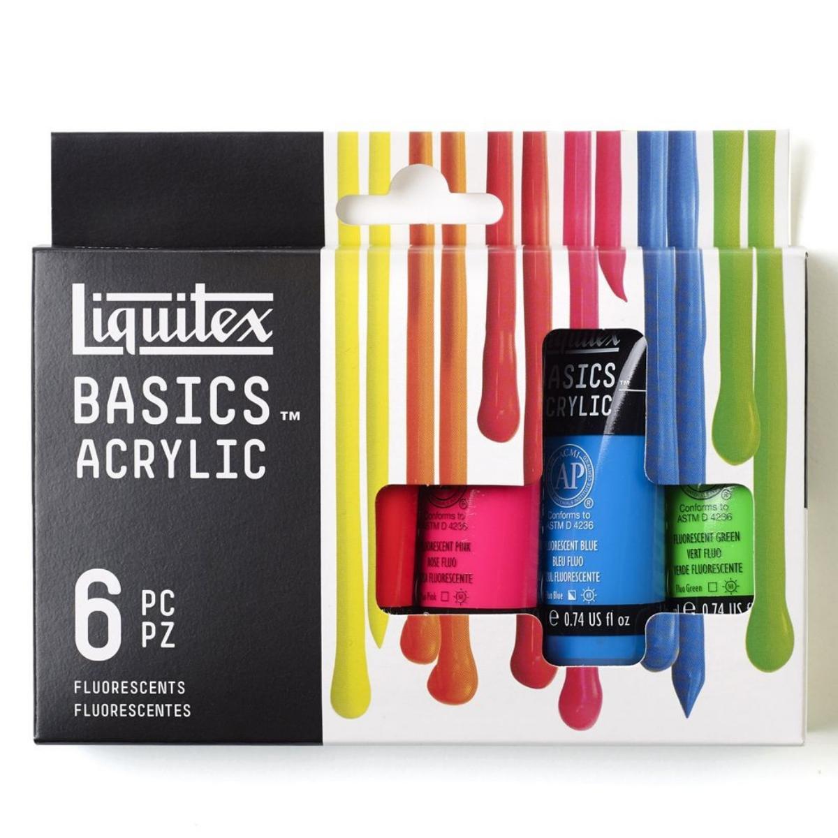 Tinta Acrílica Liquitex Basics Fluorescente - 6 Cores - 22ml Liquitex