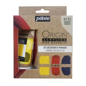 Tinta Acrilica Pebeo Origin - Cores Primarias - Conjunto com 3 - 60ml