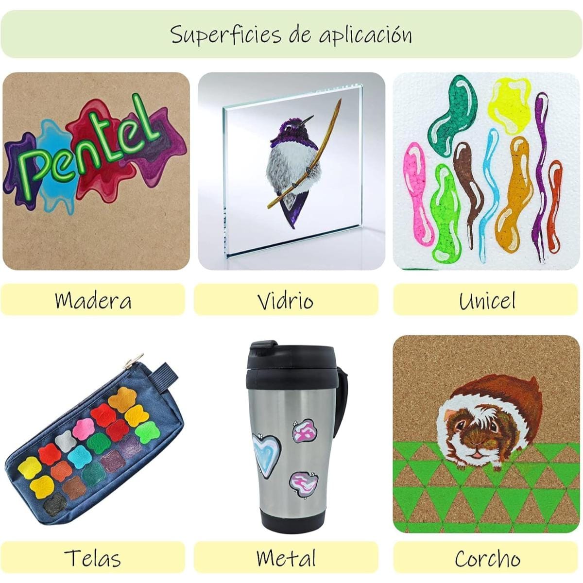 Tinta Acrílica Pentel - Pentel Acrylic Colour - 6 Cores Pentel