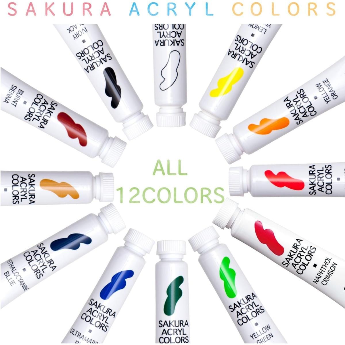 Tinta Acrílica Sakura Acrylic Colors - 12 Cores Sakura