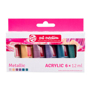 Tinta Acrílica Talens Art Creation - 6 Cores Metálicas - 12ml