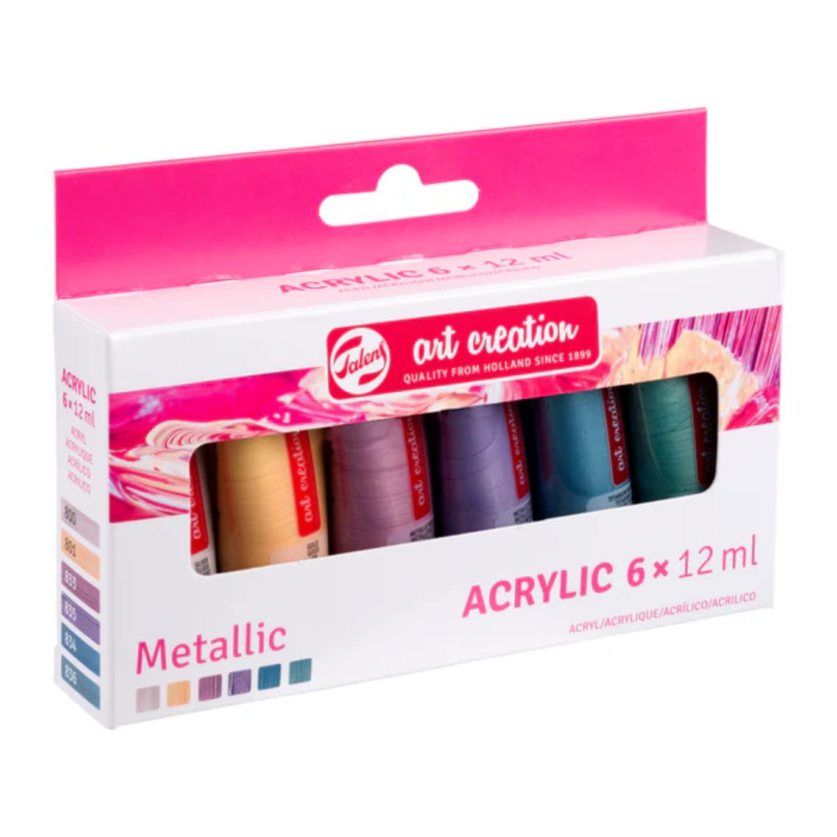 Tinta Acrílica Talens Art Creation - 6 Cores Metálicas - 12ml Talens