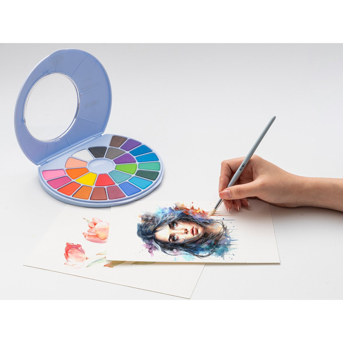 Tinta Aquarela HIMI 24 Cores Sólida com Pincel Himi