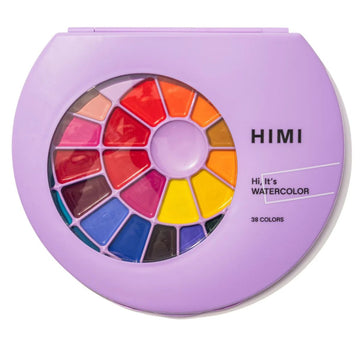 Tinta Aquarela HIMI 38 Cores Semiúmida com Pincel Himi