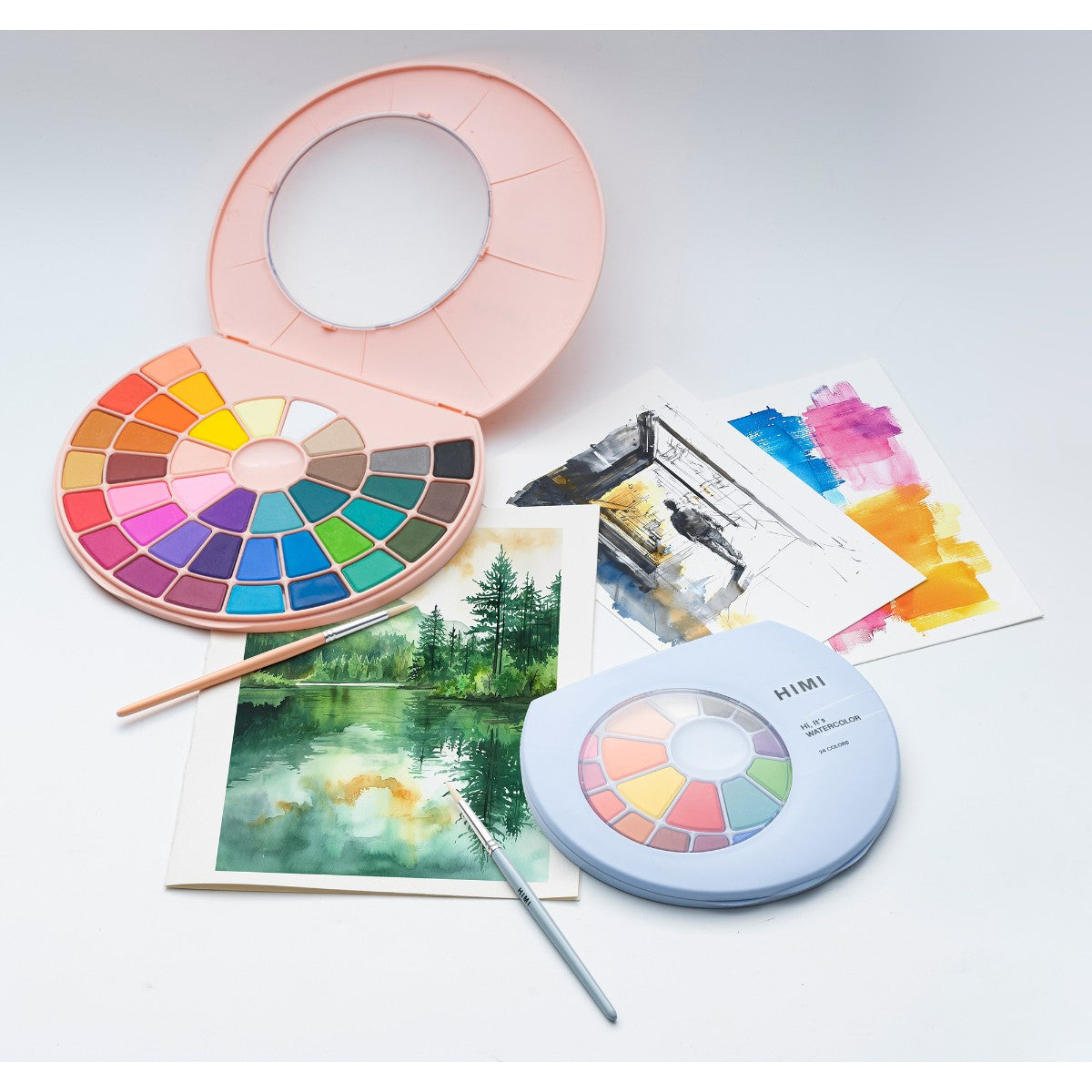Tinta Aquarela HIMI 38 Cores Sólida com Pincel Himi