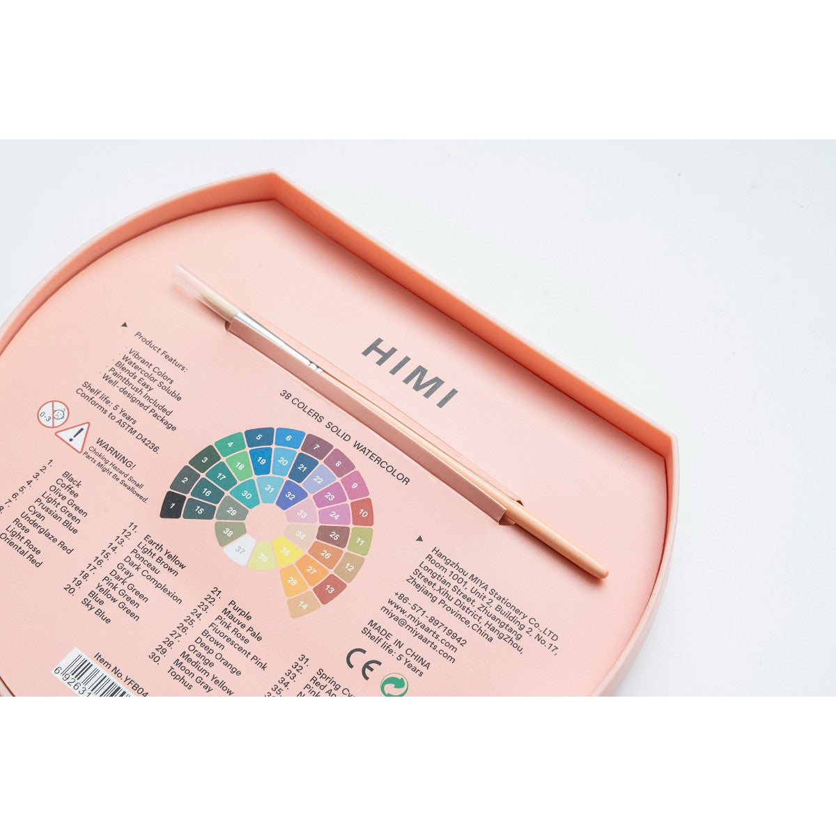 Tinta Aquarela HIMI 38 Cores Sólida com Pincel Himi