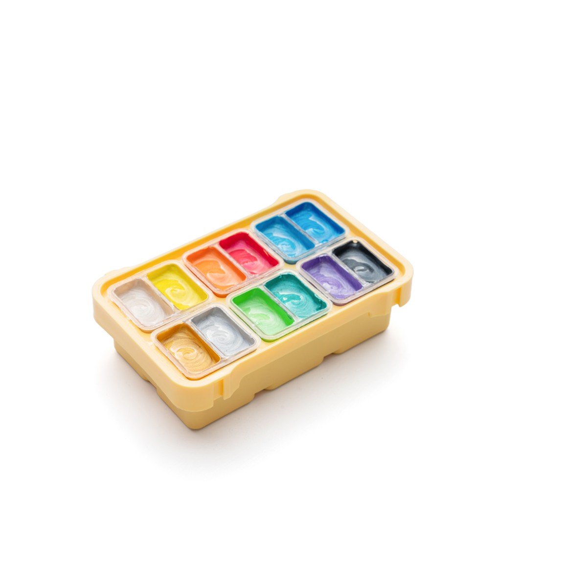 Tinta Guache HIMI 12 Cores Metálicas 12ml – Estojo Amarelo Himi