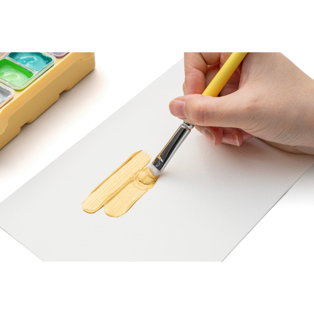 Tinta Guache HIMI 12 Cores Metálicas 12ml – Estojo Amarelo Himi