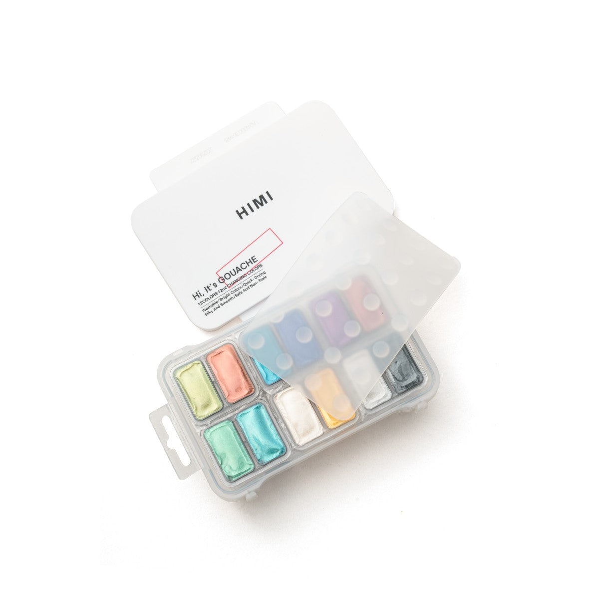 Tinta Guache HIMI 12 Cores Metálicas 12ml – Estojo Branco Himi