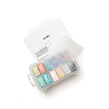 Tinta Guache HIMI 12 Cores Metálicas 12ml – Estojo Branco Himi