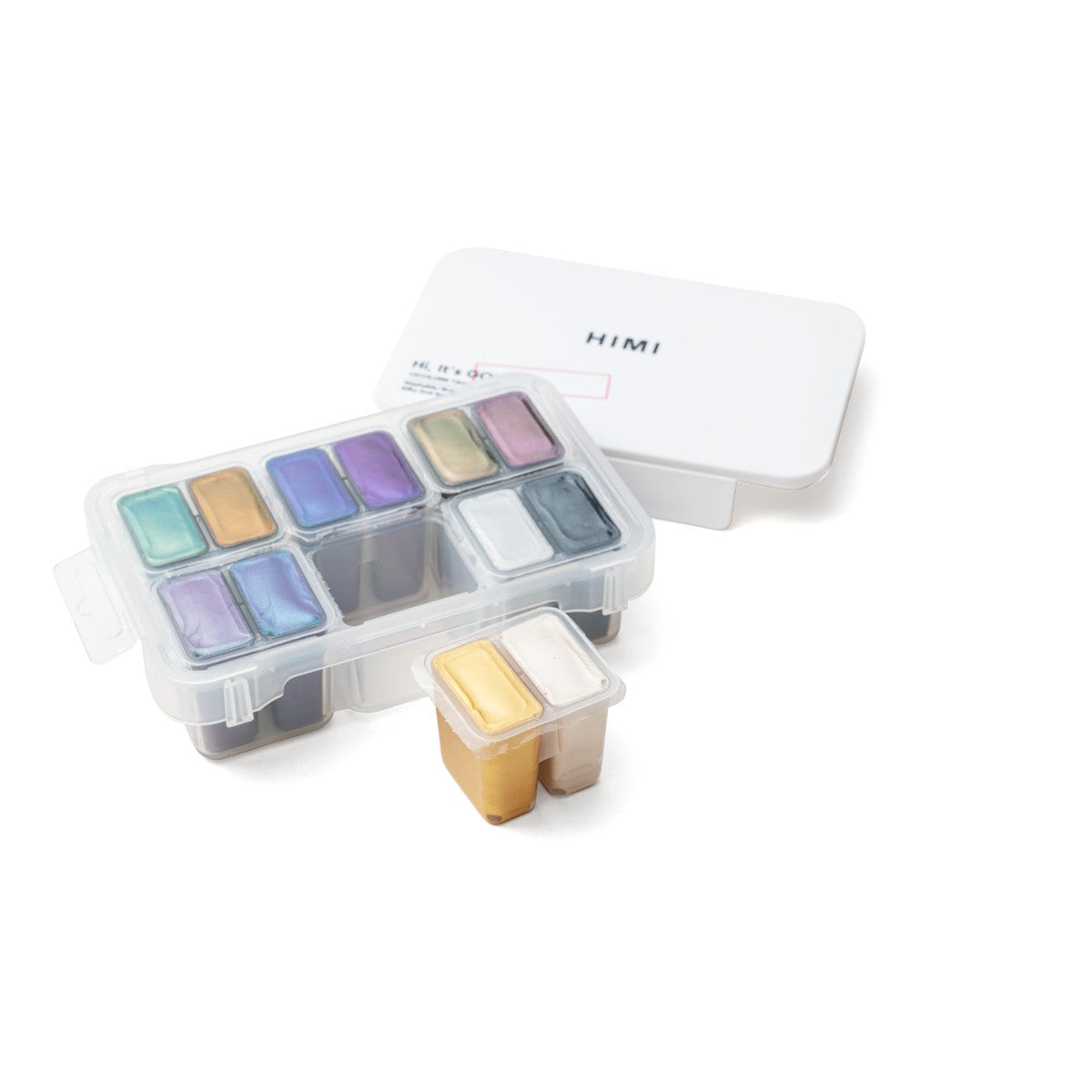 Tinta Guache HIMI 12 Cores Metálicas 12ml – Estojo Branco Himi