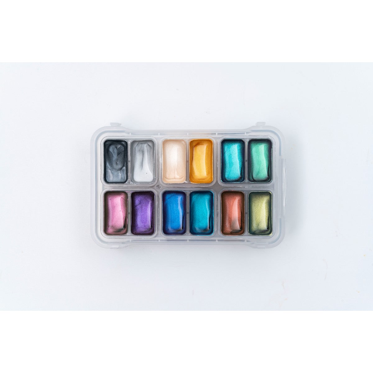 Tinta Guache HIMI 12 Cores Metálicas 12ml – Estojo Branco Himi