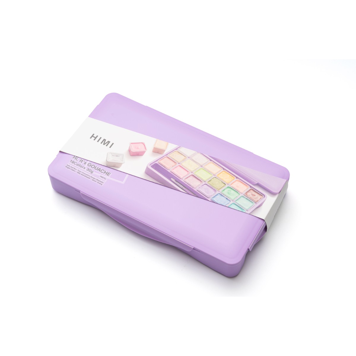 Tinta Guache HIMI 18 Cores 30ml - 3 Pincéis – Estojo Roxo Himi