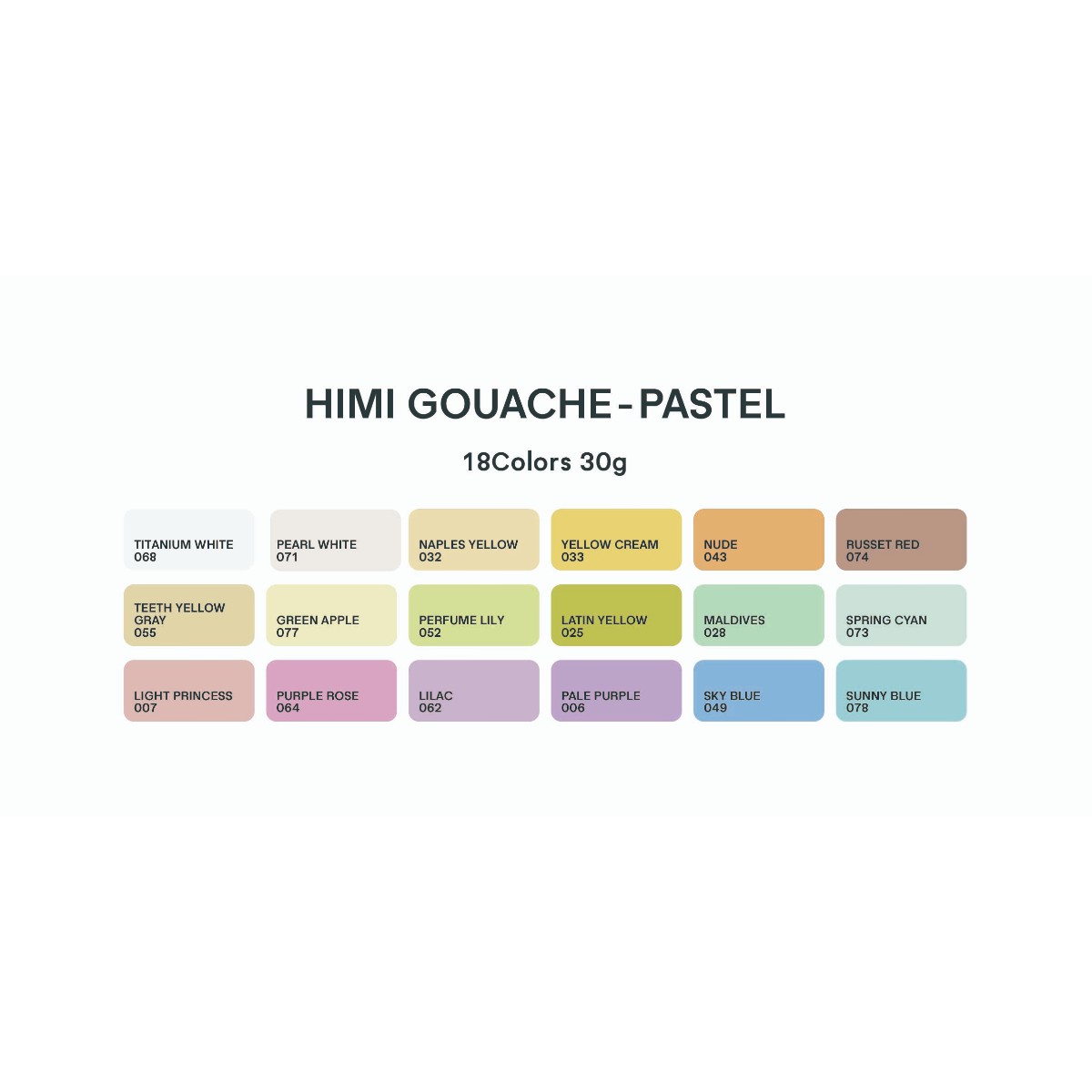 Tinta Guache HIMI 18 Cores 30ml - 3 Pincéis – Estojo Roxo Himi
