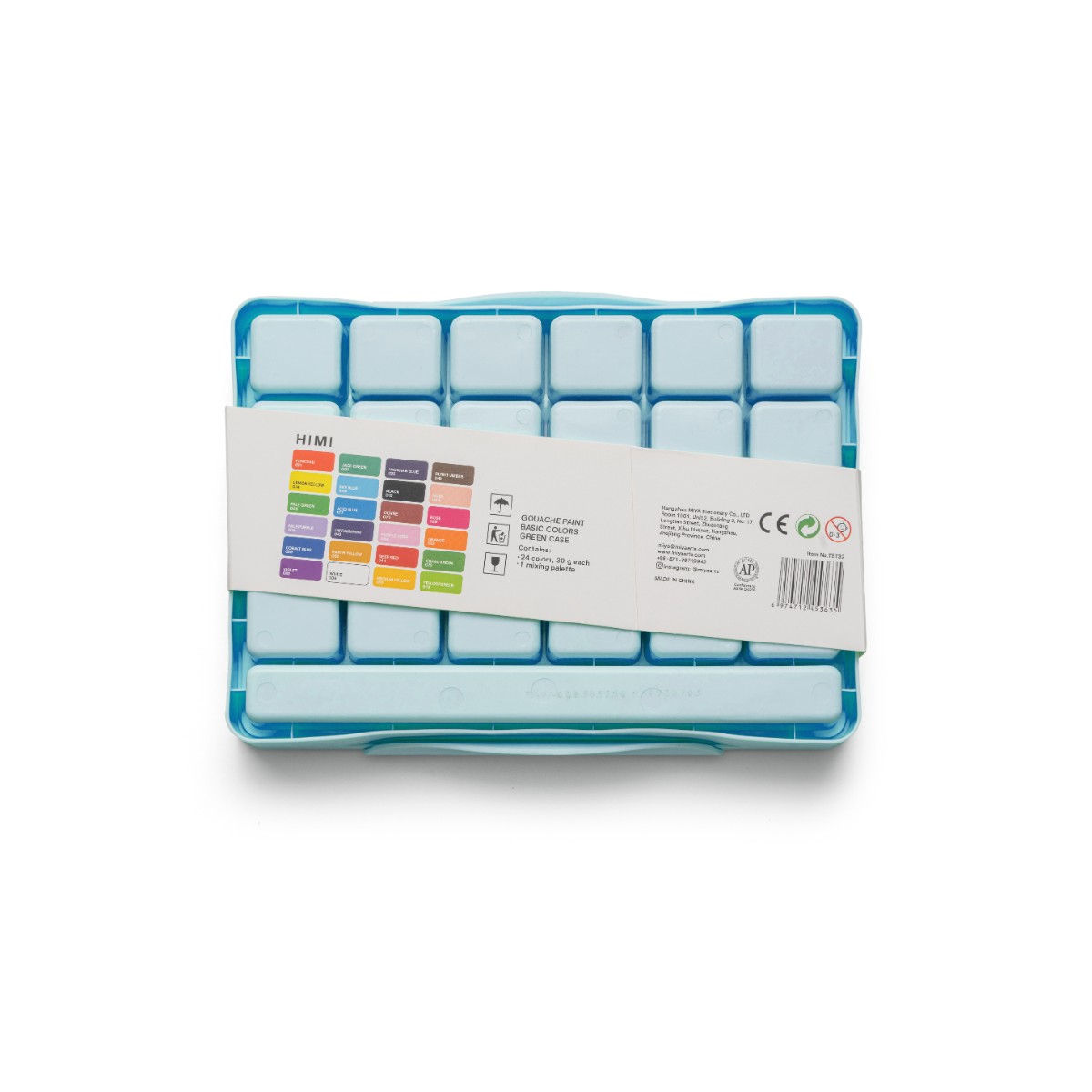 Tinta Guache HIMI 24 Cores 30ml - 3 Pincéis – Estojo Azul Himi