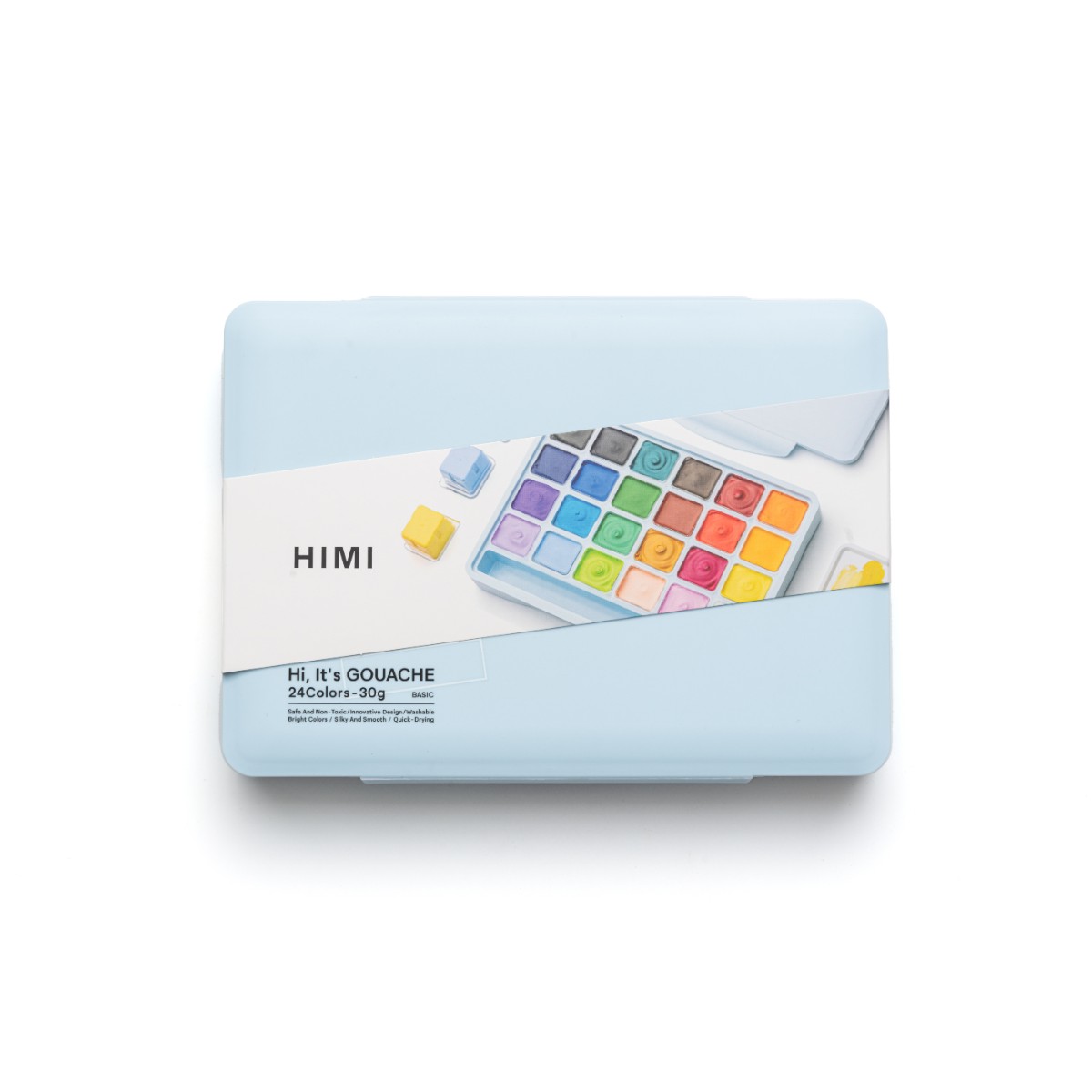 Tinta Guache HIMI 24 Cores 30ml - 3 Pincéis – Estojo Azul Himi