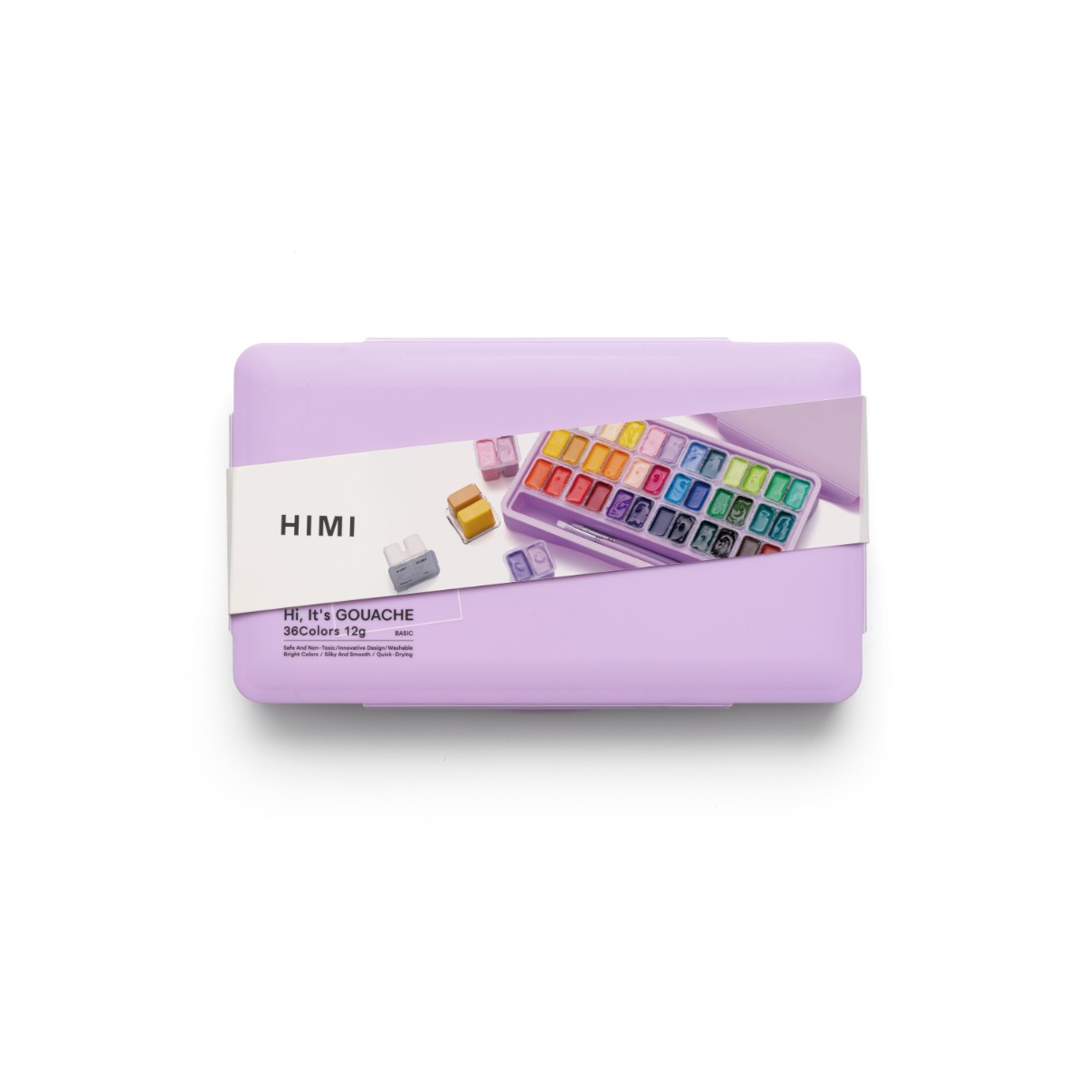 Tinta Guache HIMI 36 Cores 30ml - 3 Pincéis – Estojo Roxo Himi