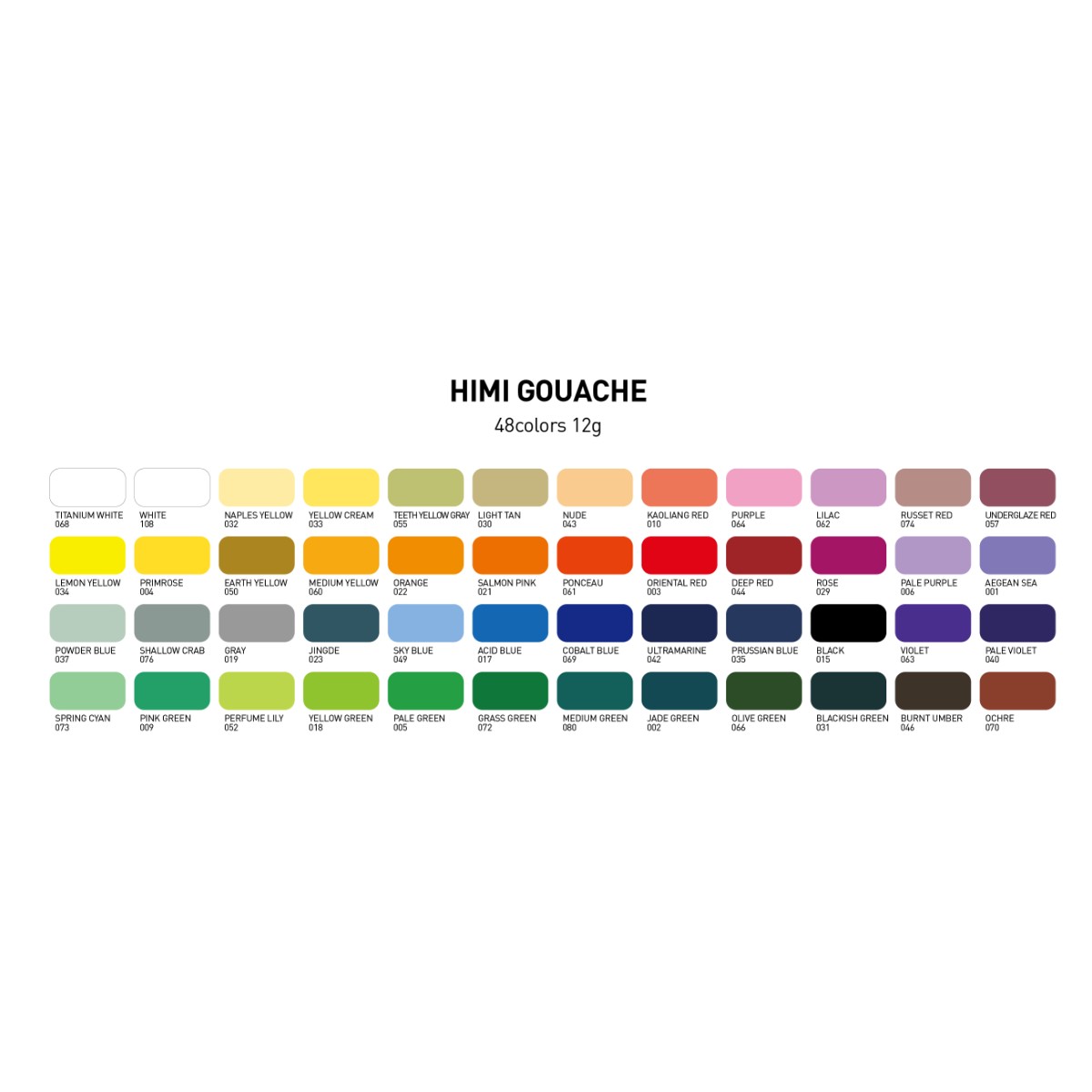 Tinta Guache HIMI 48 Cores 30ml - 3 Pincéis – Estojo Pêssego Himi