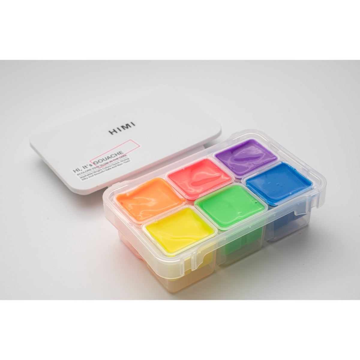 Tinta Guache HIMI 6 Cores Fluorescentes 23ml – Estojo Branco Himi