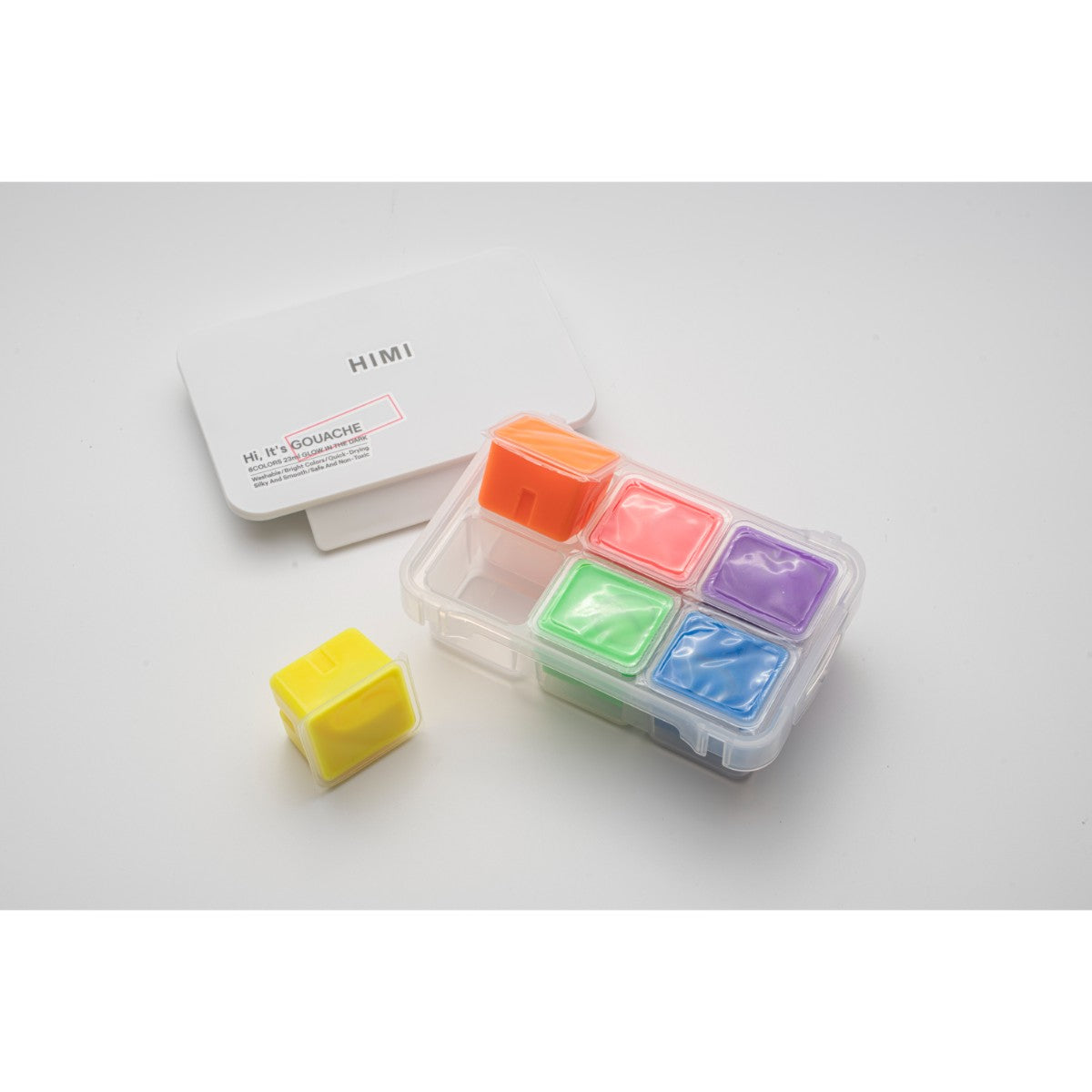 Tinta Guache HIMI 6 Cores Fluorescentes 23ml – Estojo Branco Himi