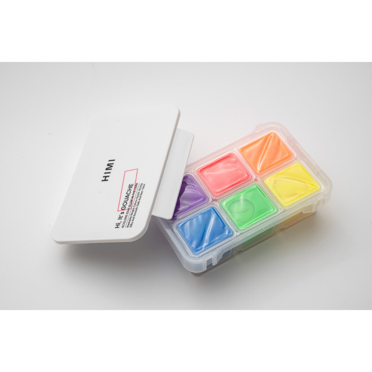 Tinta Guache HIMI 6 Cores Fluorescentes 23ml – Estojo Branco Himi