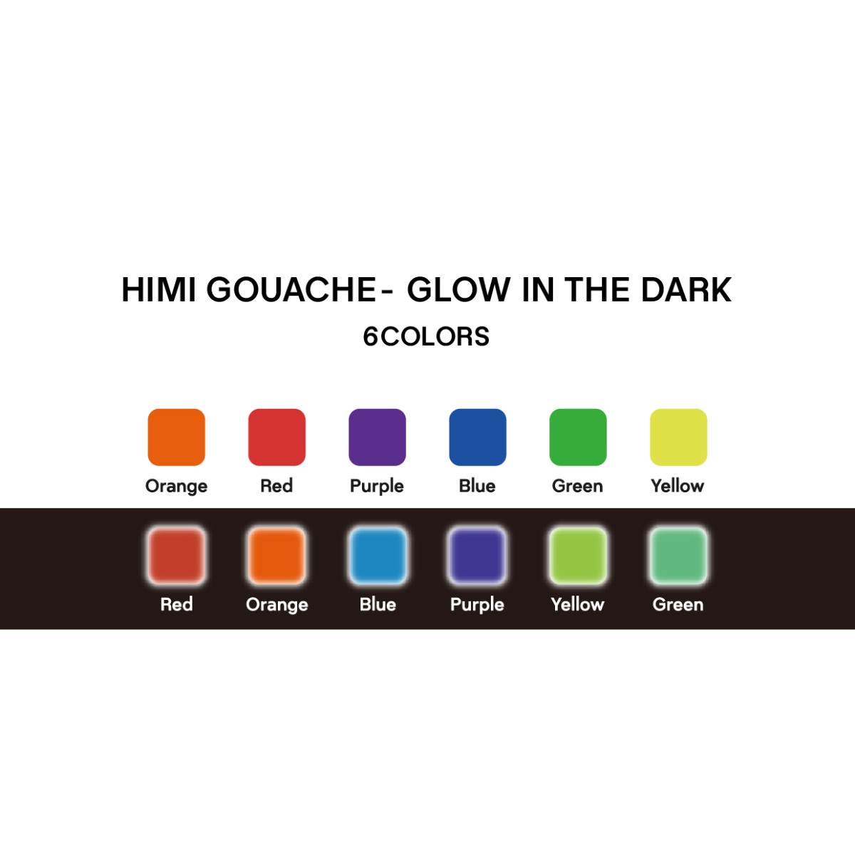 Tinta Guache HIMI 6 Cores Fluorescentes 23ml – Estojo Branco Himi
