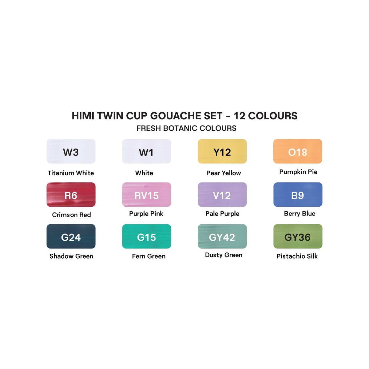 Tinta Guache Himi Twin Cup - 12 Cores Botânicas HIMI