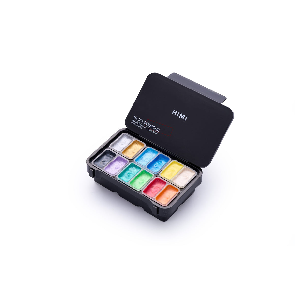 Tinta Guache Himi Twin Cup - 12 Cores Metálicas Brilhantes HIMI