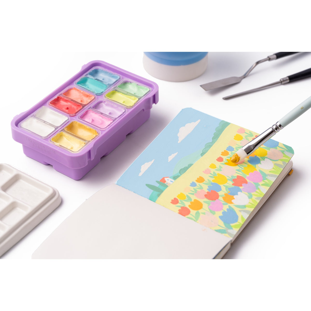 Tinta Guache Himi Twin Cup - 12 Cores Pastel HIMI
