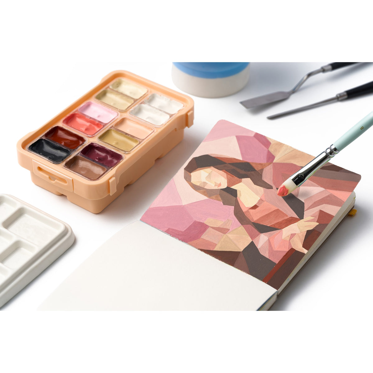 Tinta Guache Himi Twin Cup - 12 Cores Retrato HIMI