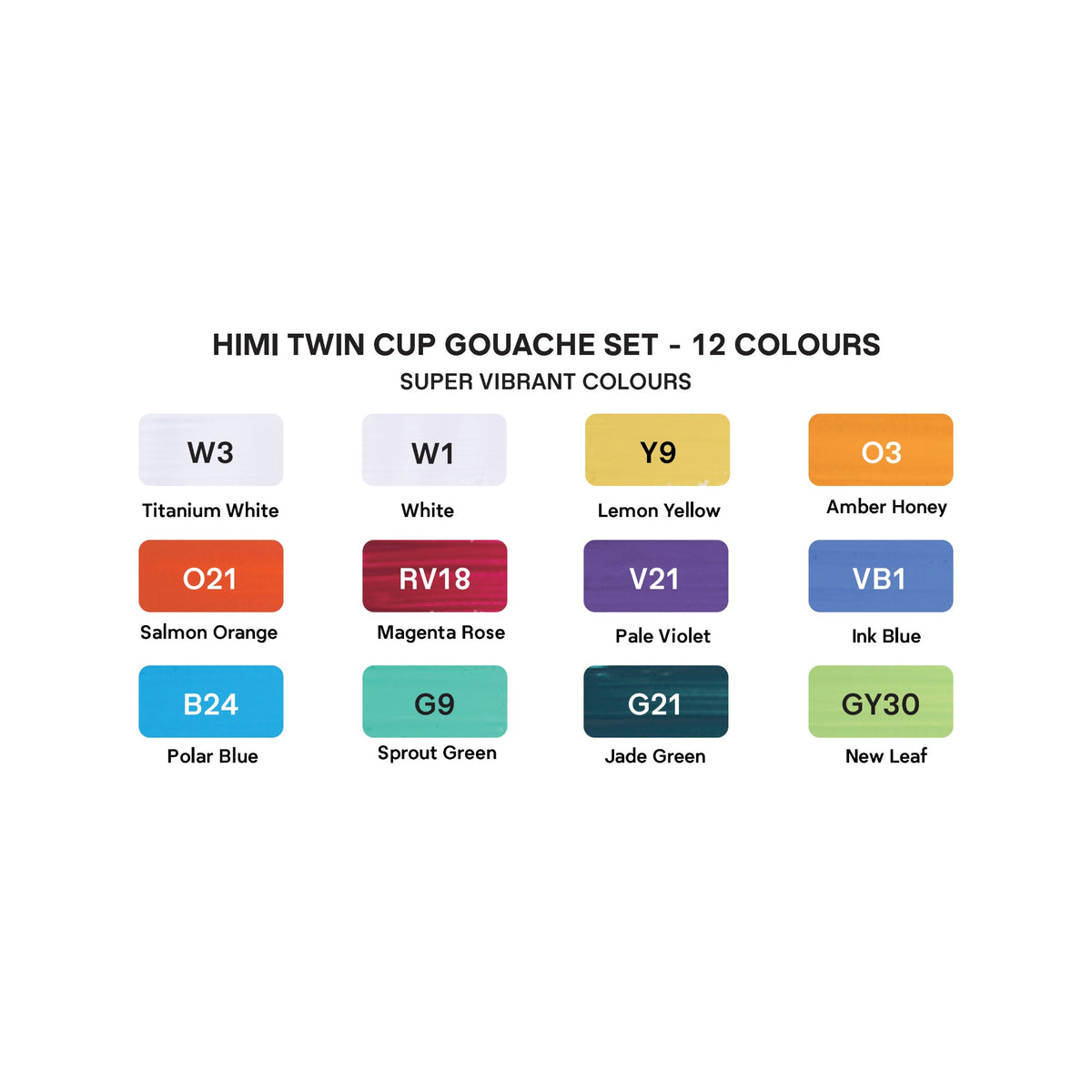 Tinta Guache Himi Twin Cup - 12 Cores Vibrantes HIMI